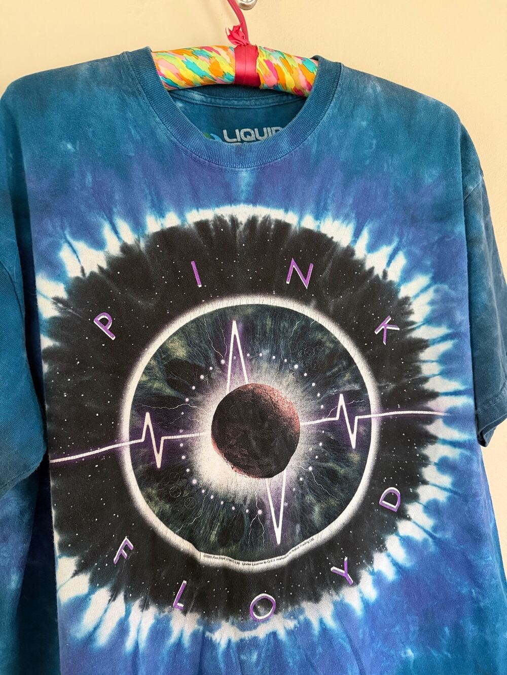 Liquid Blue Pink Floyd Pulse Size Large Tie Dye Y2K Double Sided